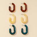 Wholesale Fashion 3 Colors Acetate Resin Earrings U Shape Plastic Acrylic Stud Earring