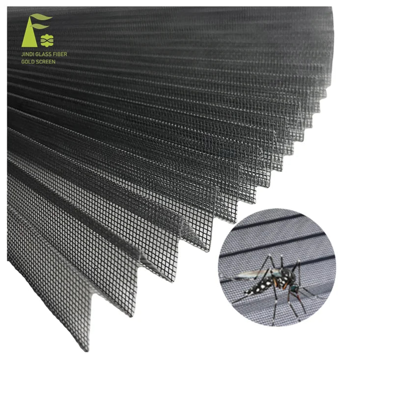 JINDI Modern European Standard 18x16/20x20 Mesh Pleat Mosquito Mesh Folding Fly Screen Fiberglass Insect Screen for Hotel Use