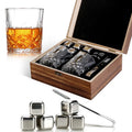 Reusable Stainless Steel Whisky Whiskey Stones Stone Rocks Glasses Set with Wooden Gift Box for Men for Bar Use
