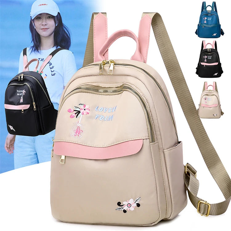 Travel Women Canvas Vintage Embroidery Ethnic Multifunction Waterproof Casual Patchwork Backpack