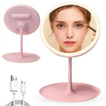 Wholesale HD LED Desktop Makeup Mirror Smart Touch Control Tricolor Light Compact Mirror Portable Round LED Mirror