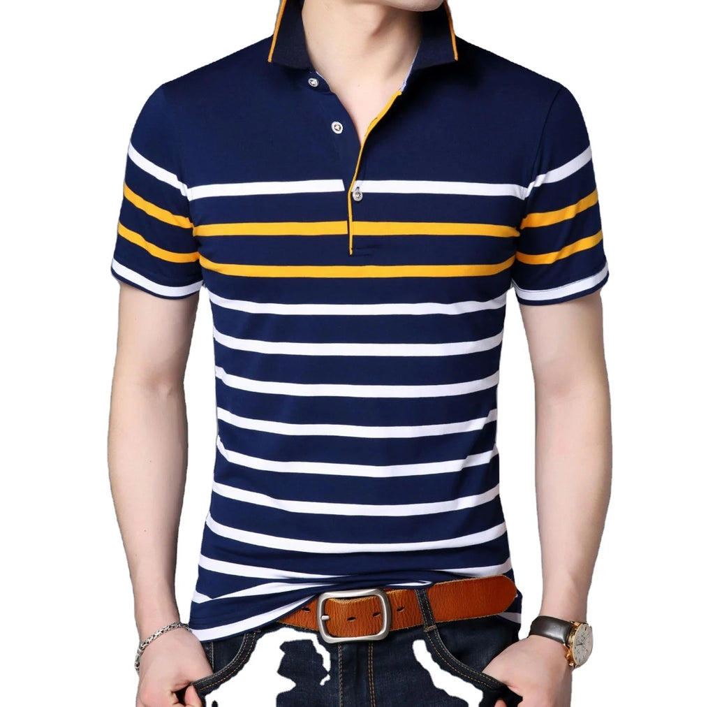 China Polo Shirt Factory Custom High Quality Breathable Comfortable Durable Cotton Striped Men's Brand Polo Shirts
