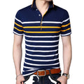 China Polo Shirt Factory Custom High Quality Breathable Comfortable Durable Cotton Striped Men's Brand Polo Shirts