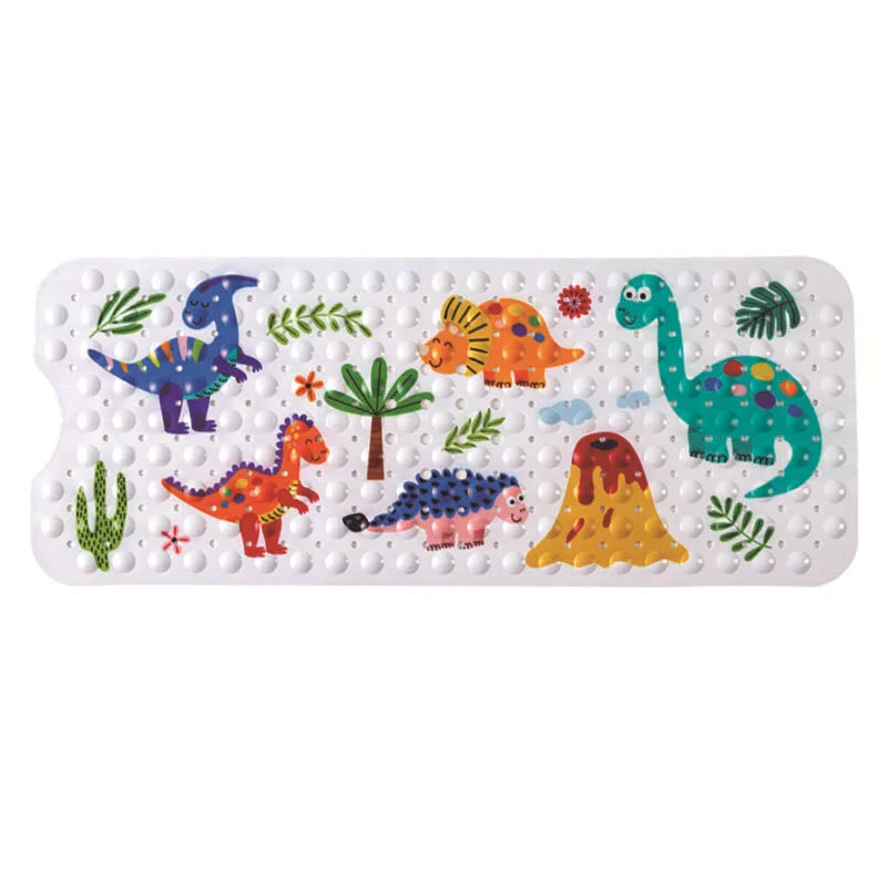 Dinosaur Zoo Printed PVC Bathtub Mat Non-Slip Machine Washable Shower Mat with Suction Cup Fun Safety Bathroom Bath Mat for Kids