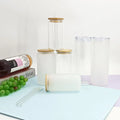 25oz Sublimation Glass Tumblers Clear Frosted Glass Tumbler With Straw and Lid