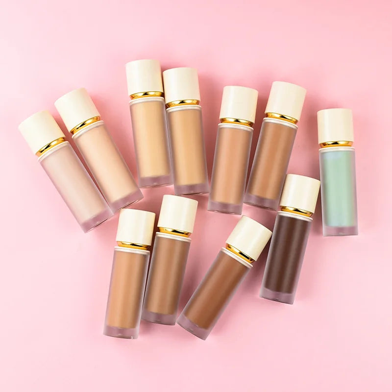 Wholesale Vegan Mineral Face Makeup Cosmetics 18 Colors Private Label HD Concealer Dark Skin Waterproof Oil-Control Sunscreen