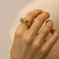 E-Manco Classic Punk Fashion Simple Stainless Steel Rings for Women Arc Rings Jewellery Geometric Hip Hop Ring