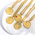 Stainless Steel Ancient Greek Goddess 18k Gold Necklace Athena Medusa Zircon Necklace