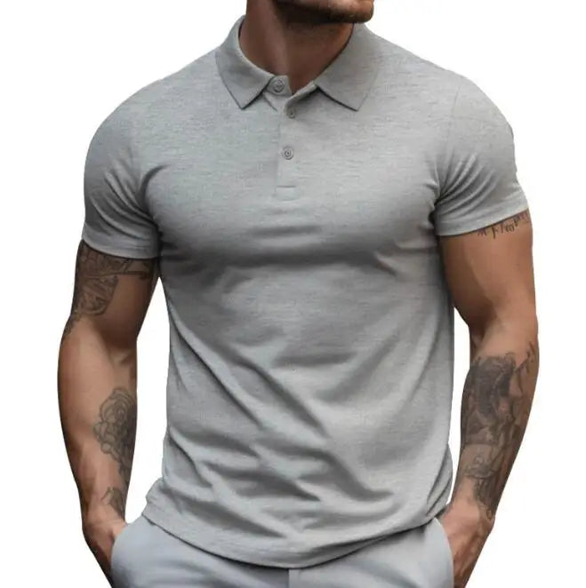 Men's Lapel Short Sleeved T-shirt Polo Shirt Men's Oversized and Loose Fit Solid Color T-shirt