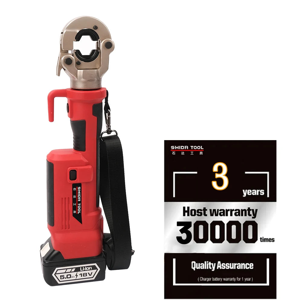 SHIDA ES-300 Stainless Steel Battery Operated Cordless Electric Hydraulic Clamp DC18V 2.5Ah 17.0mm Stroke Wire Plug