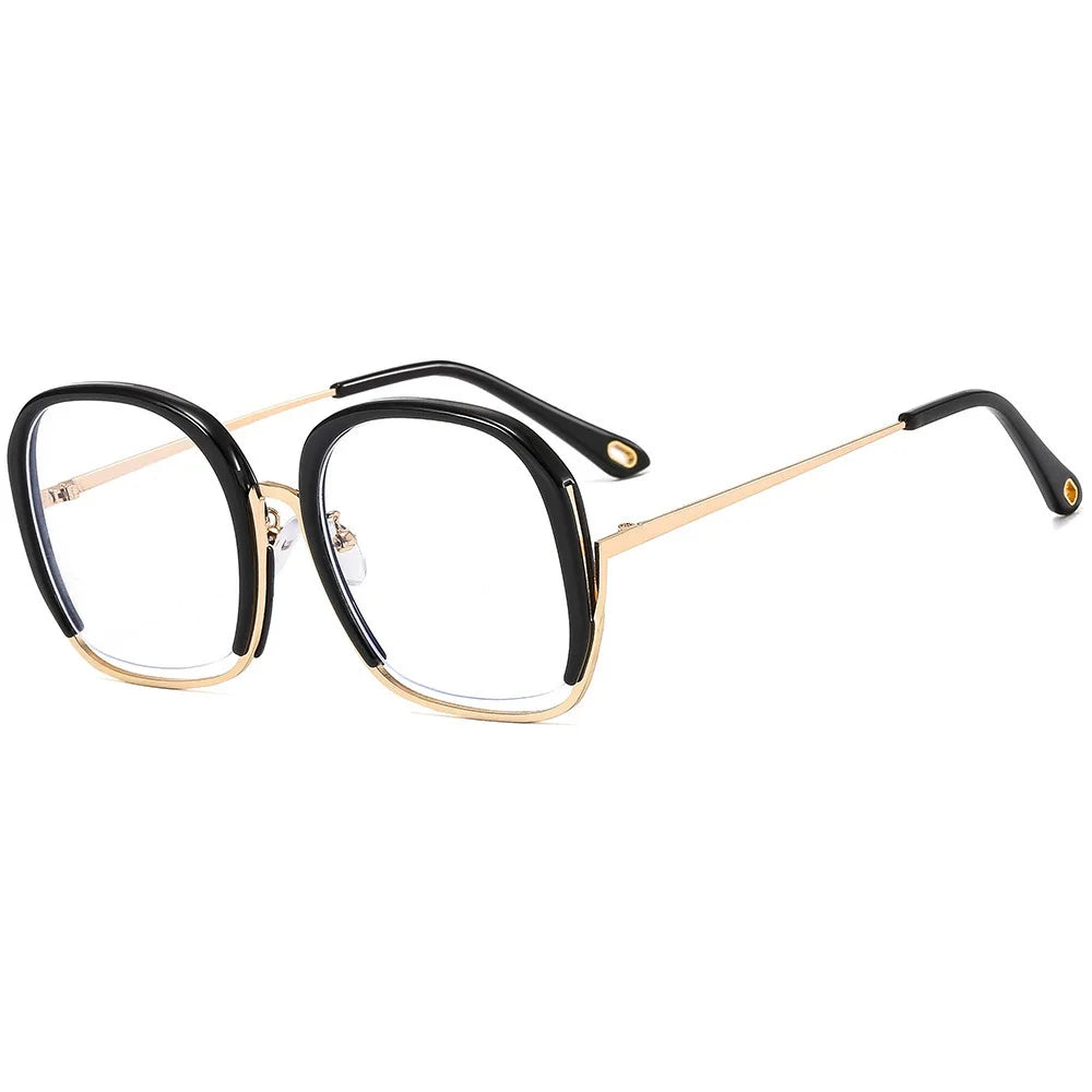 New Style Round Glasses Frame Personality Half Frame Anti-blue Light Frame Street Shooting Flat Glasses