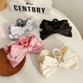 Elegant extra Arge Clamp Hair Accessories Custom Ponytail Big Claw Clip Satin Fabric butterfly Bow Hair Claws for Women Cloth