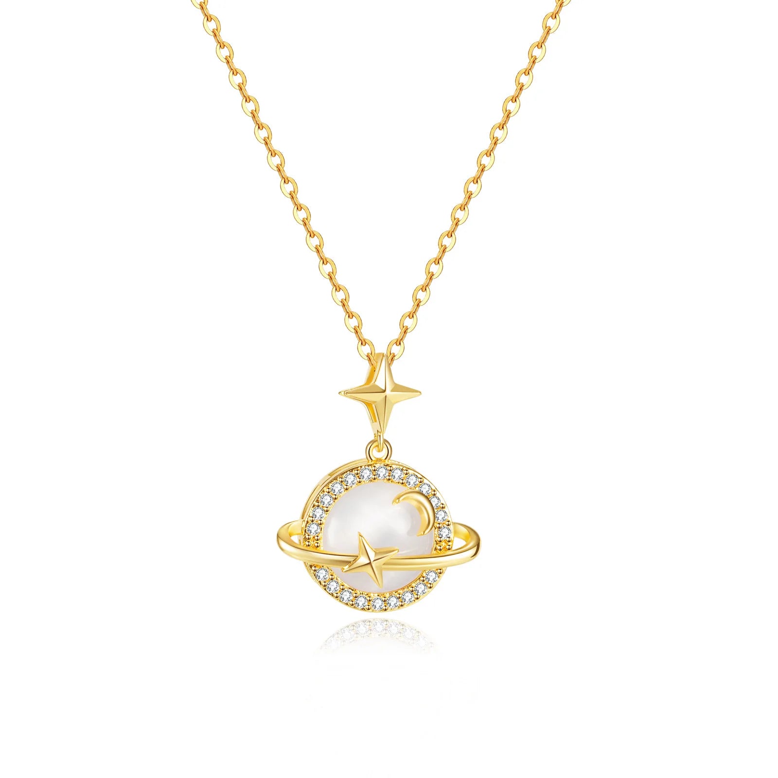 Customized Stainless Steel Jewelry Personalized Phantasy Star Micro Inlaid Zircon Necklace Clavicle Chain Pendant Necklace Women