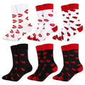 Wholesale Novelty Valentine's Day Lip Heart Socks Men Unisex Funky Funny Couple Cotton Crew Socks