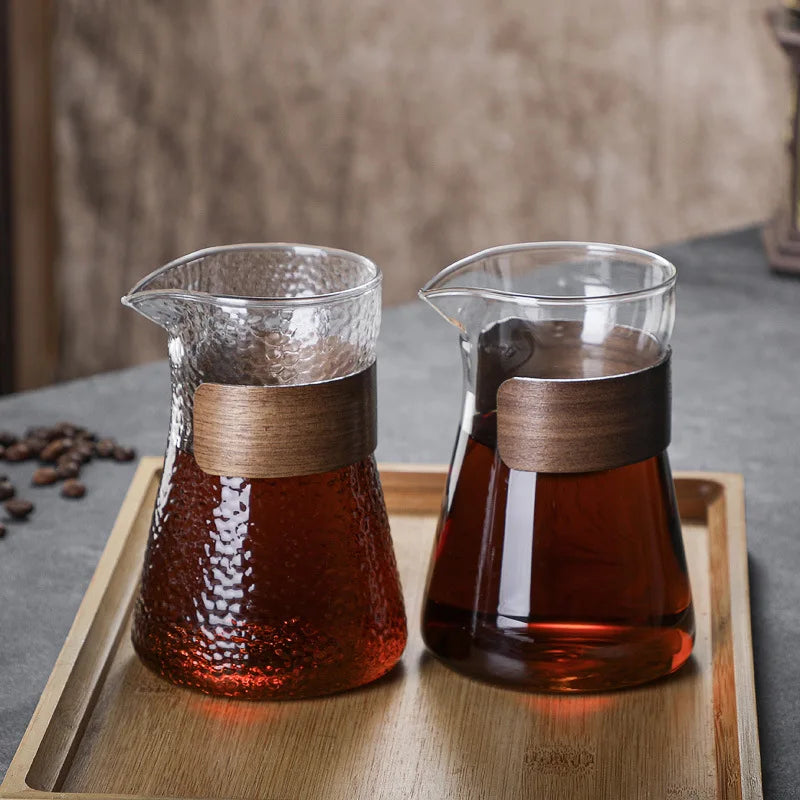 2023 New High  Borosilicate  Hand Brew Coffee Pot  Stainless Steel Filter Home Sharing Pot