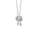 New Design 925 Sterling Silver With Fish Bone Zircon Cute Cat Pendant Necklace