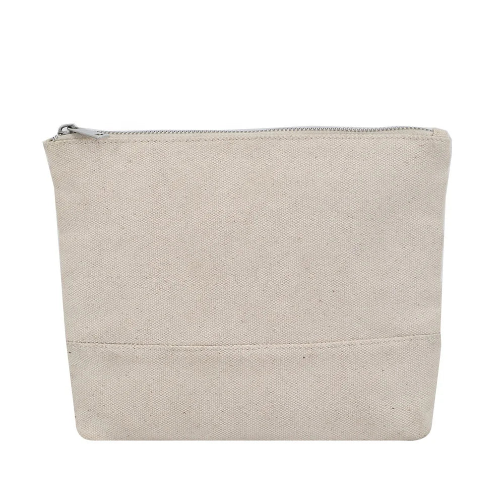 Factory Price 100% Cotton Canvas Cosmetic Bag with Zipper Women Canvas Makeup Bag Blank Canvas Pouches Eco