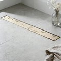 High Quality 60x8 CM 304 Stainless Steel Floor Drain PVD Brushed Gold Anti Odor Shower Drain Bathroom Tile Insert Floor Drain