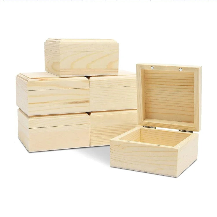 Polished Pine Wood Sustainable Storage Boxes with Magnet Lids DIY Style Jewelry Boxes Carving Model HS-M-0273 for Thanksgiving