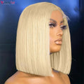 4x4 613 Blonde Short Bob Wig Human Hair Straight Transparent Lace Frontal Lace Wig Raw Indian Hair Vendor Colored Wig for Women