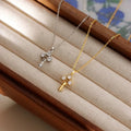 Sweet S925 Sterling Silver Plated with 14K Gold Inlaid with Zircon Key Shaped Pendant Niche Design Light Luxury Compact Necklace