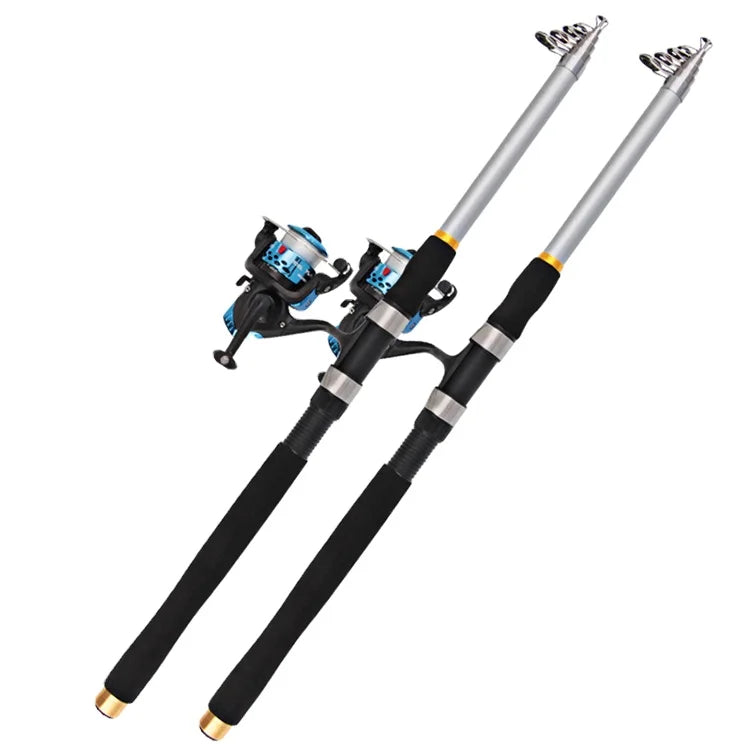 Saltwater Distance Throwing Telescopic Lure Fishing Spinning Rod and Reel Set Combo With Accessories