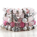 New Beautiful Women Jewelry Pink Quartz White Howlite Natural Stone Crystal Glass Druzy Alloy Leaf Elephant Penadnt Bracelet