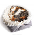 Solid Pattern Foldable Faux Fur Cat and Dog Plush Cushion Bed Anti-Anxiety Deep Sleep Pet Bed