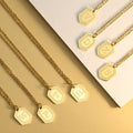 Gold Rectangle Alphabet Pendant Necklace Stainless Steel Corrosion Letter A-Z Necklace for Women