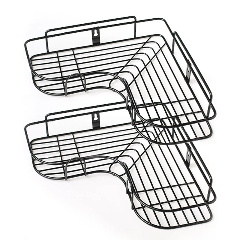 Shower Caddy 2 Pack Corner Shower Caddy Shower Shelf for Bathroom and Kitchen Storage Matte Black With Drilling