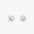 Ailmay Real 100% 925 Sterling Silver Simple Sun Clear Zircon Stud Earrings for Women Girls Anti-allergy Fine Jewelry Gifts
