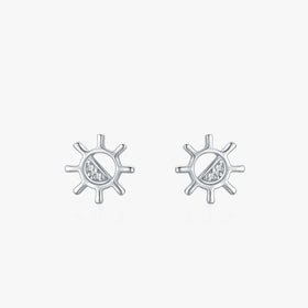 Ailmay Real 100% 925 Sterling Silver Simple Sun Clear Zircon Stud Earrings for Women Girls Anti-allergy Fine Jewelry Gifts