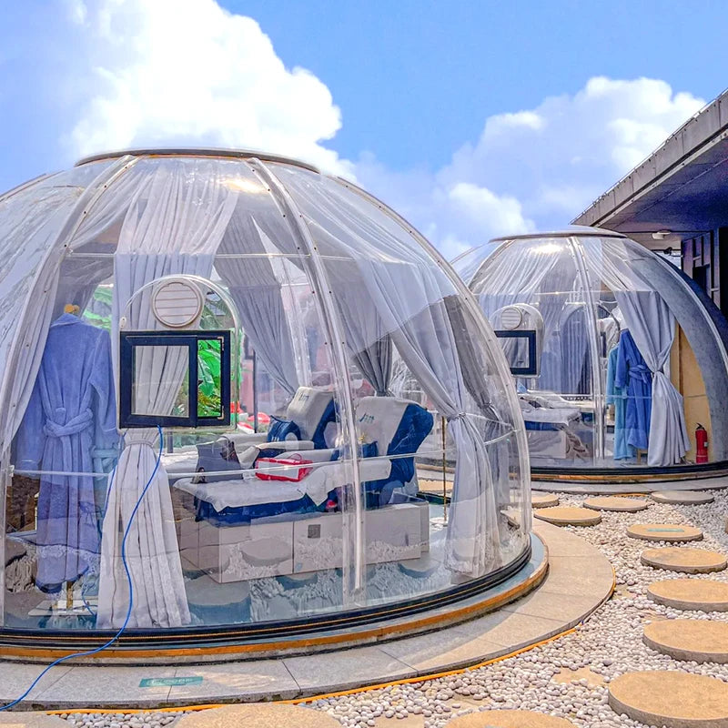 Modern Design Full House Geodesic Glamping Transparent Accommodation Prefabricated Polycarbonate Bubble Dome PC for Hotels