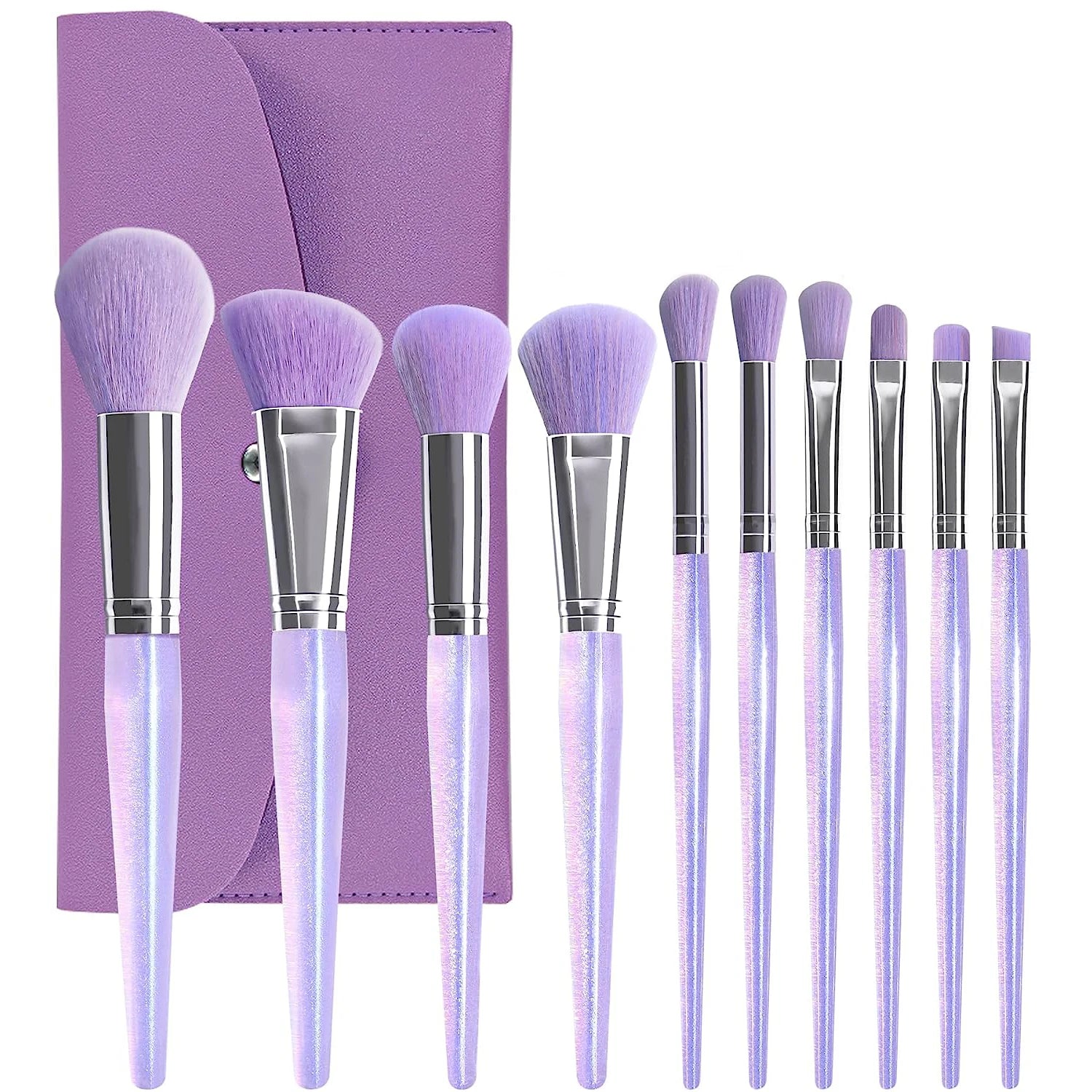 10pcs Glitter Lovely Purple Eye Brushes Set Eyeliner Eyebrow Eyeshadow Makeup Brushes Cosmetic Beauty Tools Makeup Brushes Set