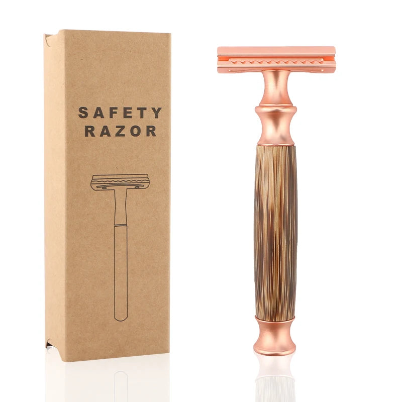 Eco Friendly Rose Gold Bamboo razor Biodegradable Double Edge Safety razor for Men and Women