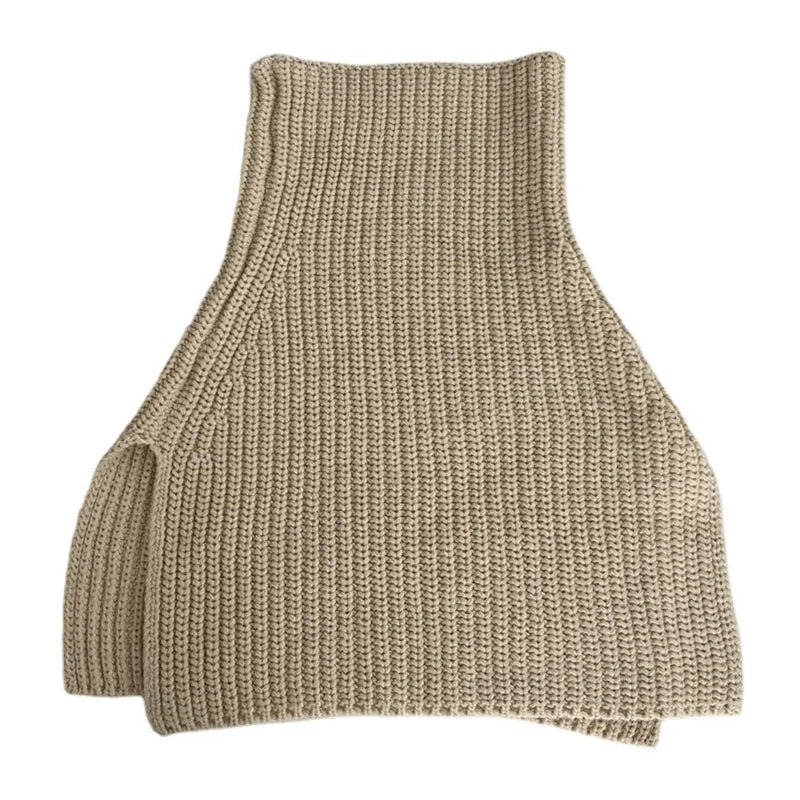 IMF Ultra Soft Solid Color Turtle Neck Poncho Knitted Merino Wool Scarf