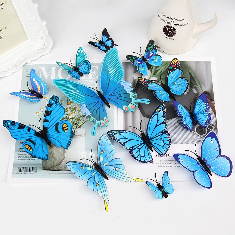 Vivid Colorful Butterfly Luxury Wall Decorations Fridge Magnet Decoration Plastic Butterflies Artificial Butterfly MegaBDM