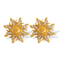 WY Fashion Sun Sunflower Earrings 18K PVD Plated Rhinestone Stainless Steel Stud Earrings Women Girl Jewelry Bijoux Wholesale