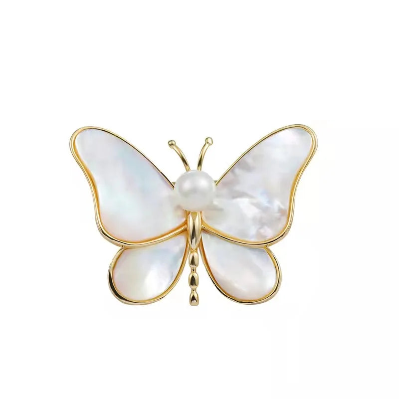 Women's Fashion Alloy Brooch Pin Oil Drip Shell Butterfly Design for Pearl Wedding/Engagement Suits or Skirts Great Gift Idea