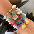 Hot Selling Boho Style Heart Cross Seed Bead Bracelet Hand-woven Natural Freshwater Pearl Bracelet for Women