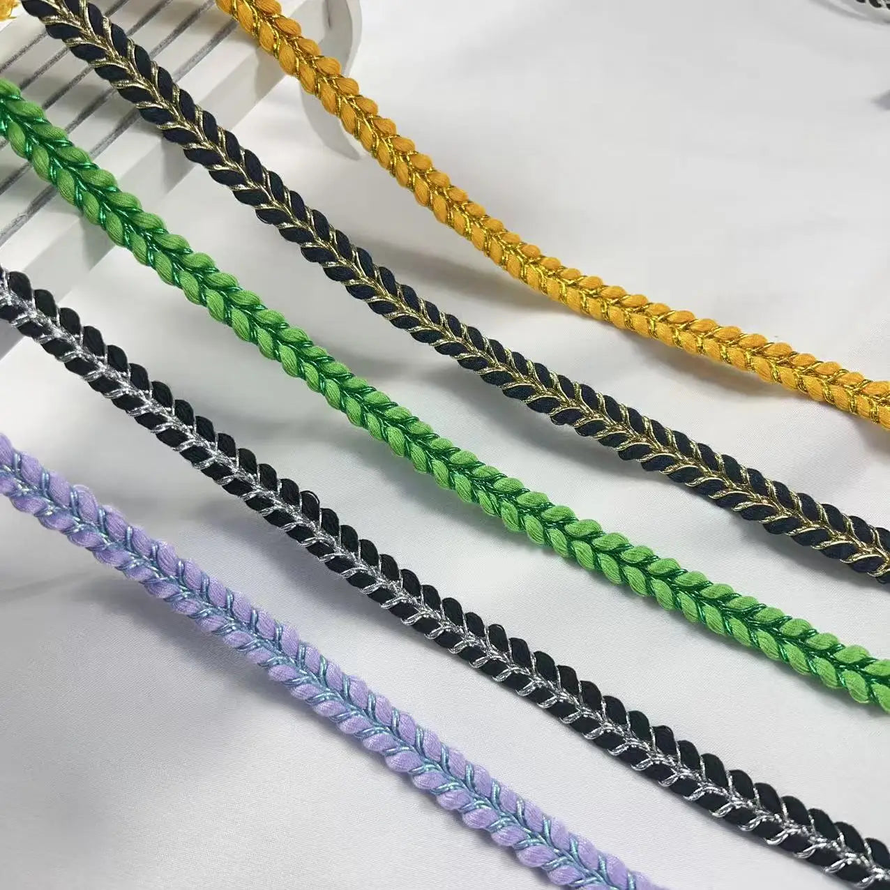 1.5cm Wide Diy Clothes Textile Gold Colored Braided Edge Binding Lace Crafts Clothes Sewing Gimp Cord Lace Trims