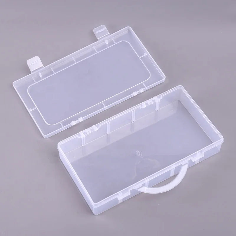 Transparent Empty Tool Case Clear Plastic Divider Container Box Divided Plastic Storage Boxes With Hinged Lid