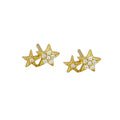 Mini 925 Sterling Silver Zircon Double Five-pointed Star Stud Earring Trendy Jewelry Gift