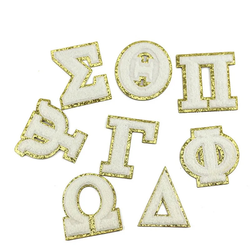 DIY Letters Embroidery Stock Chenille Greek Letter Patches Custom Chenille Greek Letters