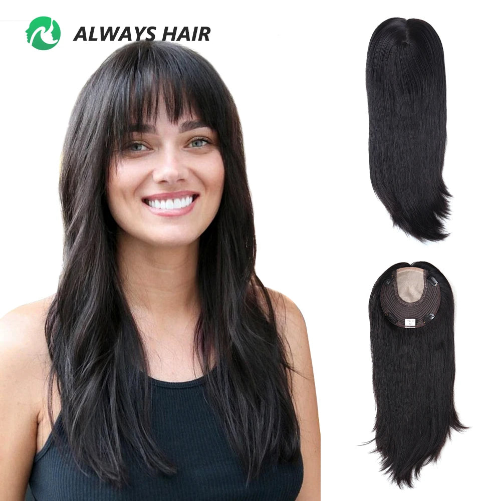 TP36 -Long Smooth Silky Toupee Hair Woman No Tangle No Shedding Ladies Hair Toppers Chinese Cuticle Remy Human Hair