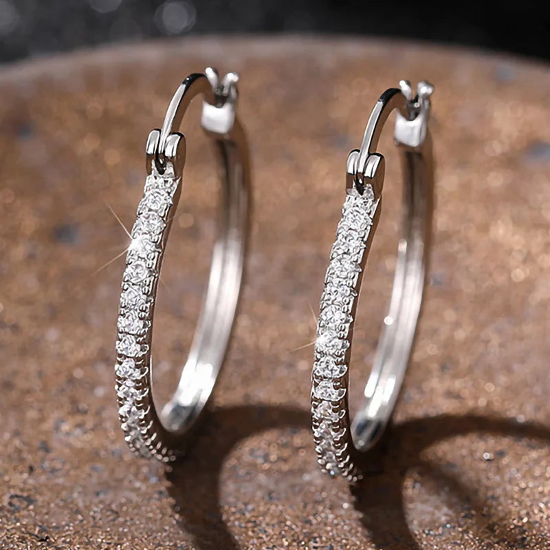 CAOSHI Customable High Quality Exquisite Simulated Moissanite Big Circle Earrings for Engagement CZ Hoop Earrings Women Jewelry