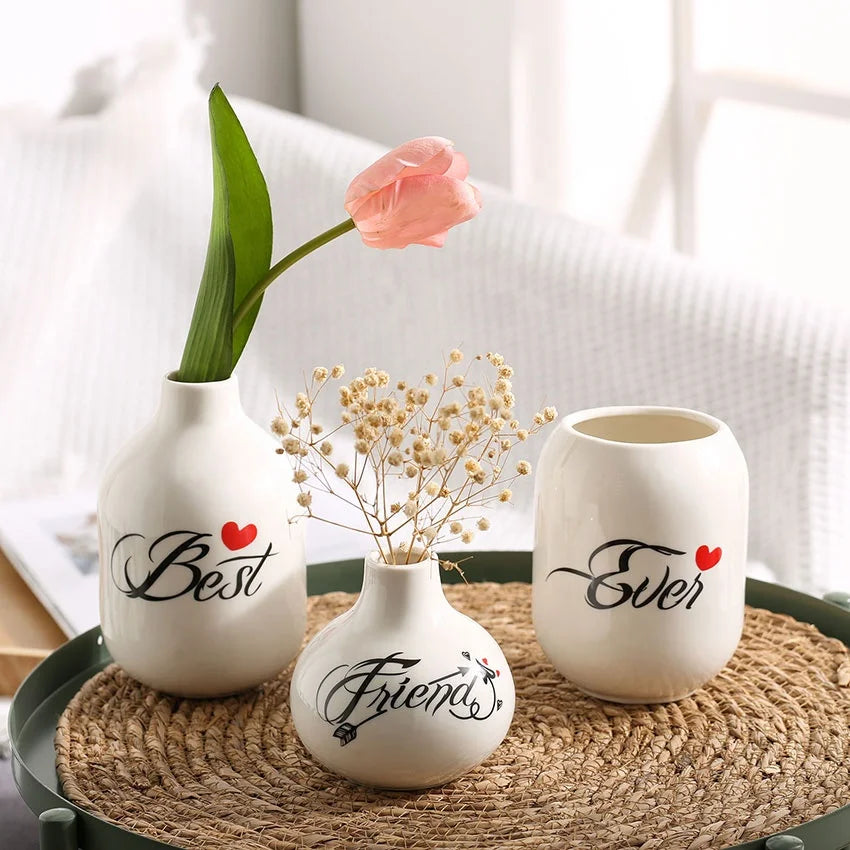Unique Women Friend Gift Ideas Friend Birthday Gifts Best Friend Ever White Ceramic Vase Set of 3