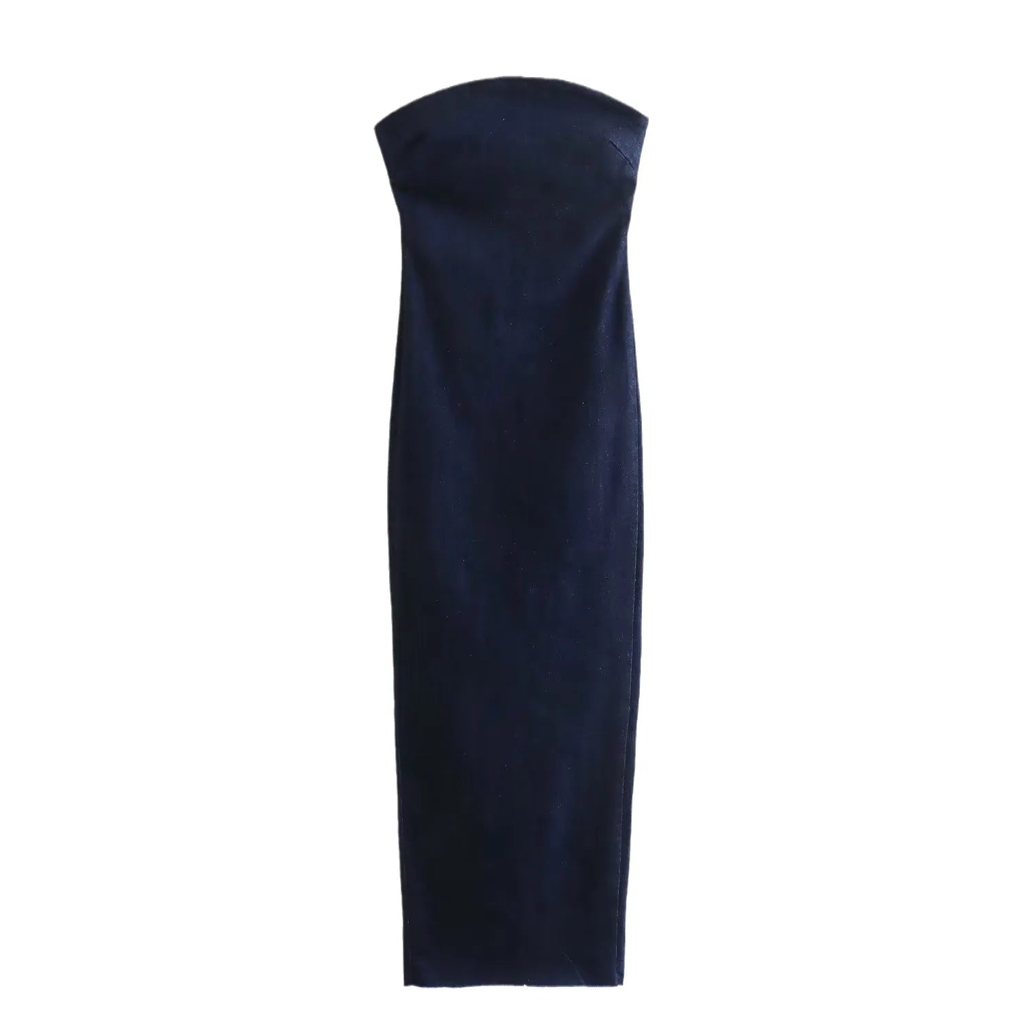 2026 Women's European and American Style Bodycon Dress Skinny Fit with Back Zipper Spring Summer Chest-Wrapped Denim 2553066