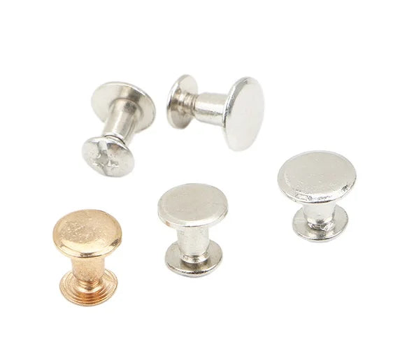 Zinc Alloy Round Oval Flat Head Button Studs Leather Rivets Chicago Screws for Clothing Shoes Belts