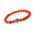 Gemstone Beads Lion Head Stretch Bracelet for Women Men Handmade Crystal Beaded Elastic Healing Power Stone Jewelry